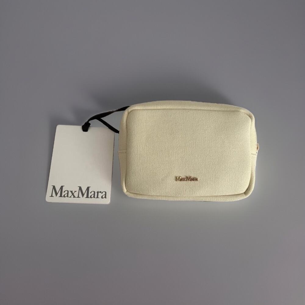 New Tag White Max Mara Cosmetic Bag With Black Pouch